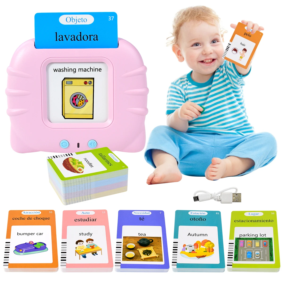 Kids Educational Games Learn English - Tarjetas cognitivas electrónicas en español, tarjetas