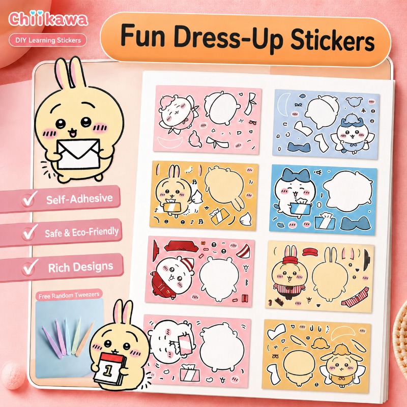 Kids Education In Japan - Pegatinas educativas Kawaii Chiikawa, adhesivo fuerte,