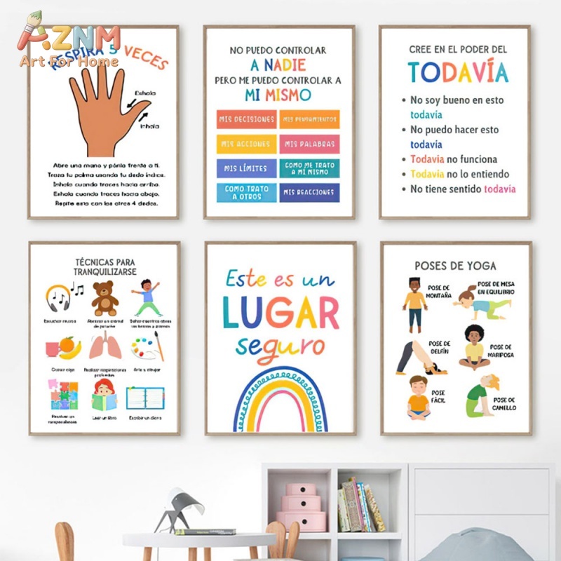 Kids Yoga Education - AZNM Impresión en Lienzo de Salud
