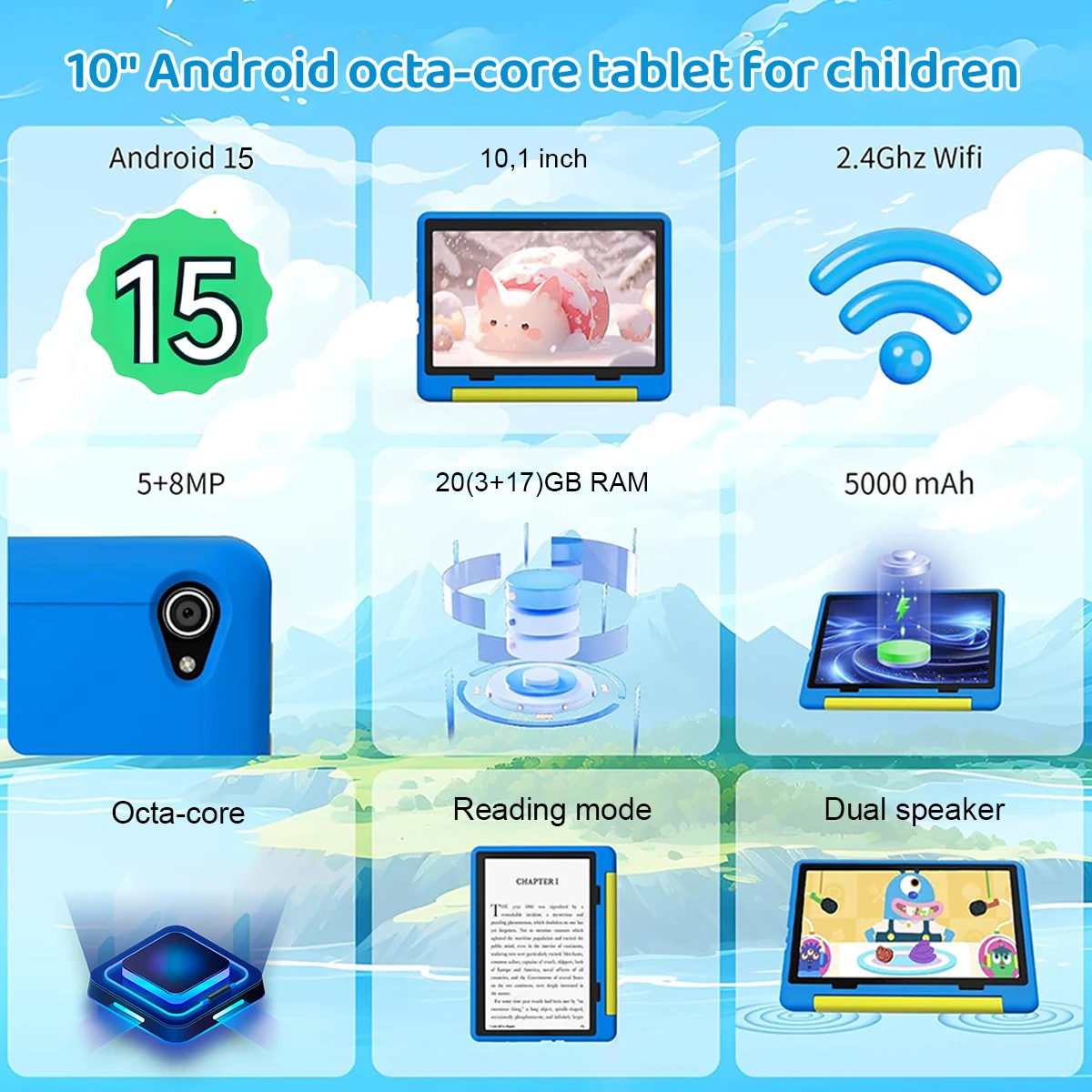 Tableta para niños Android 15  - Kids Education Tablets reseña y precio